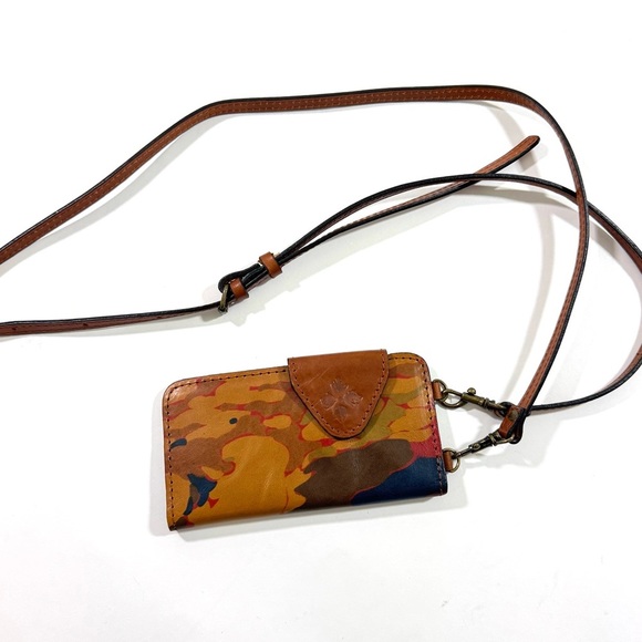 Patricia Nash Pioneer Floral Leather Card Holder Crossbody PHONE CASE REMOVED - Picture 1 of 7